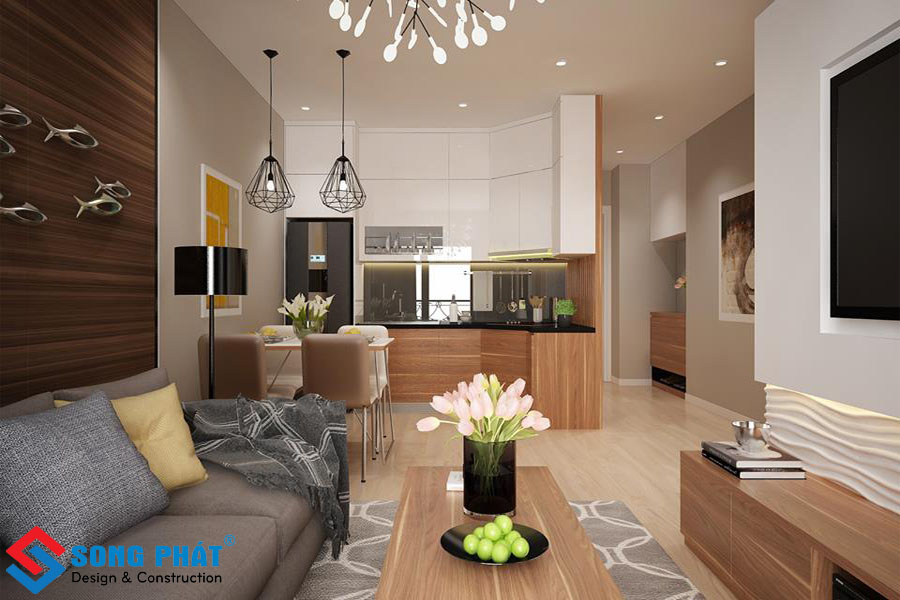 Những cách thiết kế nội thất phòng khách liền bếp tạo không gian rộng